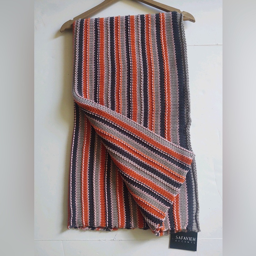 🎁SAFAVIEH Throw Blanket - THR195A-5060 - Candy Stripe Knit Throw